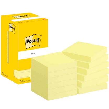 Artikelbild für Post-it® Haftnotizen 654 gelb, 12 Blöcke, Artikelnummer 390112