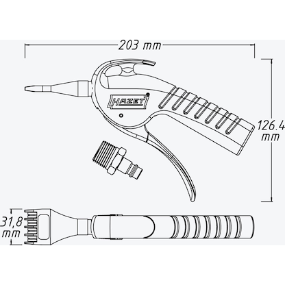 Artikelbild 2 für HAZET 9040P-5 Saug-/Blas-Druckluftpistole umschaltbar 8 bar, Artikelnummer 582314