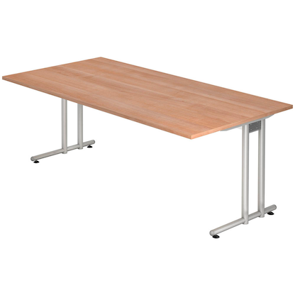 Artikelbild für HAMMERBACHER NS2E Schreibtisch nussbaum rechteckig, C-Fuß-Gestell silber 200,0 x 100,0 cm, Artikelnummer 866178