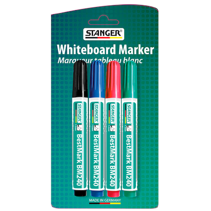Artikelbild 1 für STANGER BestMark M240 Whiteboard-Marker-Set farbsortiert 1,0 - 3,0 mm, 4 St., Artikelnummer 436499