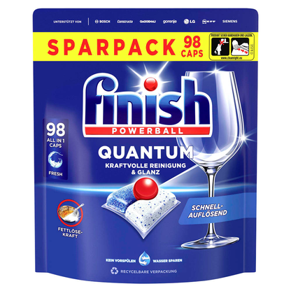 Artikelbild für finish POWERBALL QUANTUM ALL IN 1 Spülmaschinentabs 98 St., Artikelnummer 392591