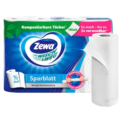 Artikelbild 14 für Zewa Küchenrollen WISCH&WEG Sparblatt 2-lagig, 4 Rollen, Artikelnummer 511903