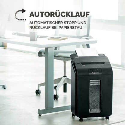 Artikelbild 17 für AKTION: Fellowes AutoMax 100M Aktenvernichter mit Partikelschnitt P-4, 4 x 10 mm, bis 100 Blatt, schwarz, Artikelnummer 742843