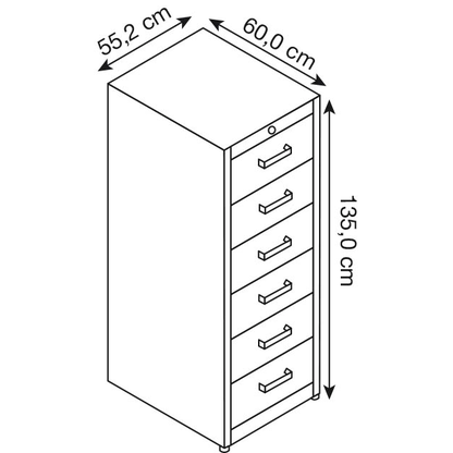 Artikelbild 2 für mauser client entry Karteischrank alu, anthrazitgrau 6 Schubladen 55,2 x 60,0 x 135,0 cm, Artikelnummer 259388