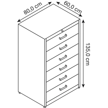 Artikelbild 2 für mauser client cardy Karteischrank alu, anthrazitgrau 6 Schubladen 80,0 x 60,0 x 135,0 cm, Artikelnummer 259503