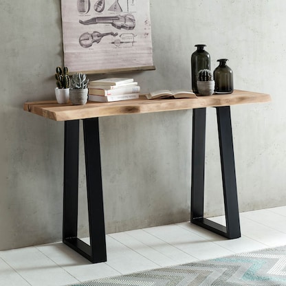 Artikelbild 2 für WOHNLING Schreibtisch akazie rechteckig, Kufen-Gestell schwarz 120,0 x 45,0 cm, Artikelnummer 540332