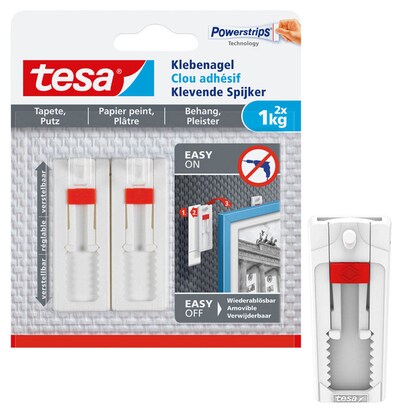 Artikelbild für tesa Powerstrips Klebenägel für max. 1,0 kg 2,4 x 6,4 cm, 2 St., Artikelnummer 398988