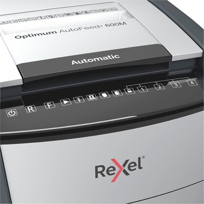 Artikelbild 13 für AKTION: Rexel Optimum AutoFeed+ 600M Aktenvernichter mit Partikelschnitt P-5, 2 x 15 mm, bis 600 Blatt, schwarz mit 130 Euro CashBack, Artikelnummer 429847