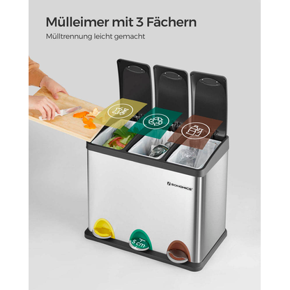 Artikelbild 4 für SONGMICS Mülltrenner 3 x 8,0 l edelstahl, Artikelnummer 291797
