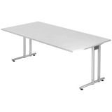 Artikelbild 1 für HAMMERBACHER NS2E Schreibtisch weiß rechteckig, C-Fuß-Gestell silber 200,0 x 100,0 cm, Artikelnummer 863252