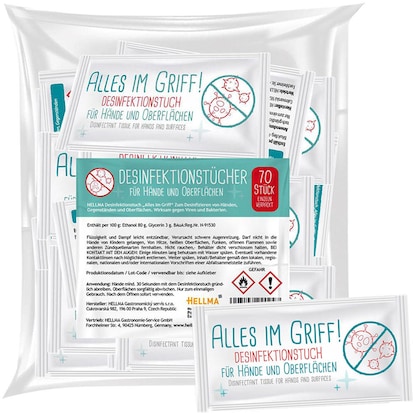 Artikelbild 3 für HELLMA Desinfektionstücher Alles im Griff 1-lagig weiß, 70 Tücher, Artikelnummer 256133