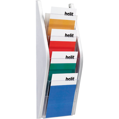 Artikelbild 13 für helit Wandprospekthalter the arc silber DIN A4 4 Fächer, Artikelnummer 488403