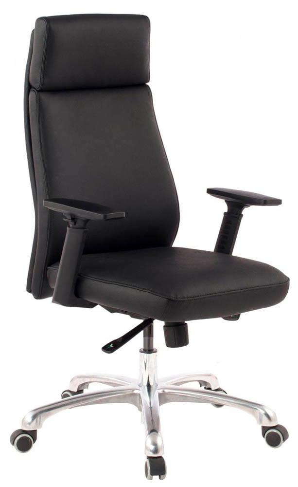 AMSTYLE Bürostuhl, SPM1.800 Leder schwarz, Gestell silber | office discount