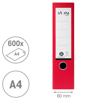 Artikelbild 3 für VON LEITZ Ordner rot mamoriert Karton 8,0 cm DIN A4, Artikelnummer 635579