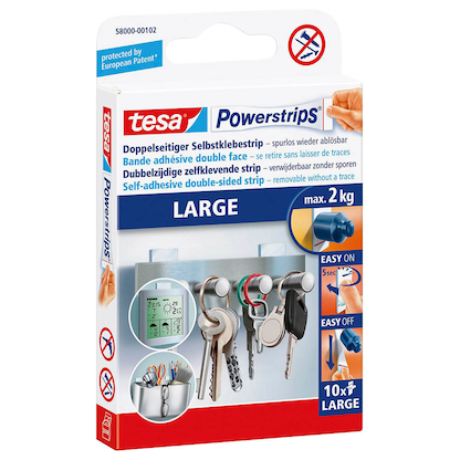 Artikelbild für tesa Powerstrips LARGE Klebestreifen für max. 2,0 kg 2,0 x 5,0 cm, 10 St., Artikelnummer 569871