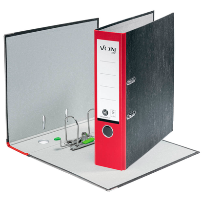 Artikelbild 2 für VON LEITZ Ordner rot mamoriert Karton 8,0 cm DIN A4, Artikelnummer 635579