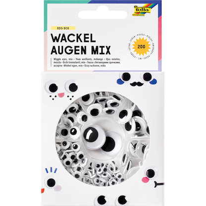 Artikelbild für folia Wackelaugen weiß BIG BOX MIX Ø 5,0 - 20,0 mm 200 St., Artikelnummer 692481