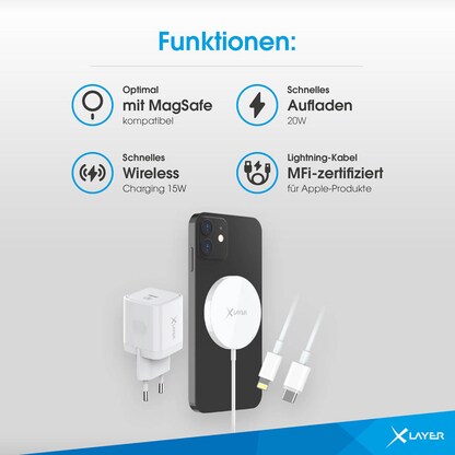 Artikelbild 7 für XLAYER Wireless Magnetic Starter Set Induktive Ladestation weiß, Kabellänge: 1,0 m, 15 Watt, Artikelnummer 649407