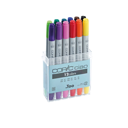 Artikelbild 10 für COPIC® Ciao Layoutmarker-Set farbsortiert 1,0 + 6,0 mm, 12 St., Artikelnummer 717052