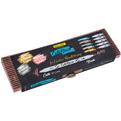 Artikelbild 2 für ONLINE® Calli.Brush Double Metallic Brush-Pens farbsortiert, 5 St., Artikelnummer 598221