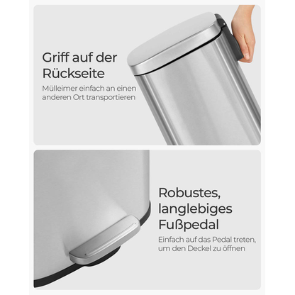 Artikelbild 4 für SONGMICS Mülleimer 30,0 l silber, Artikelnummer 291557