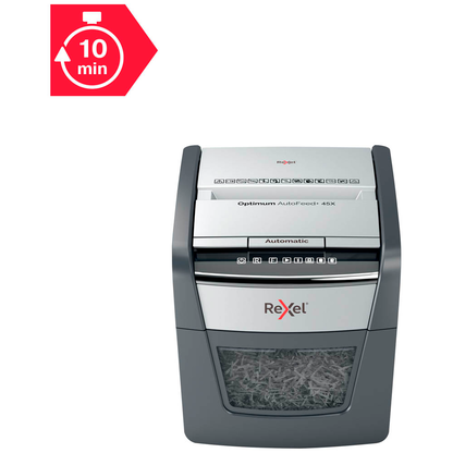 Artikelbild 9 für AKTION: Rexel Optimum AutoFeed+ 45X Aktenvernichter mit Partikelschnitt P-4, 4 x 28 mm, bis 45 Blatt, schwarz mit 15 Euro CashBack, Artikelnummer 267342
