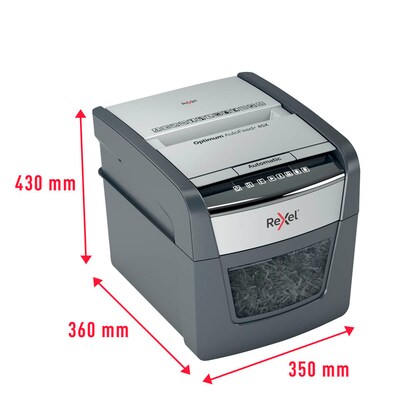 Artikelbild 13 für AKTION: Rexel Optimum AutoFeed+ 45X Aktenvernichter mit Partikelschnitt P-4, 4 x 28 mm, bis 45 Blatt, schwarz mit 15 Euro CashBack, Artikelnummer 267342