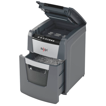 Artikelbild 6 für AKTION: Rexel Optimum AutoFeed+ 90X Aktenvernichter mit Partikelschnitt P-4, 4 x 28 mm, bis 90 Blatt, schwarz mit 25 Euro CashBack, Artikelnummer 429874