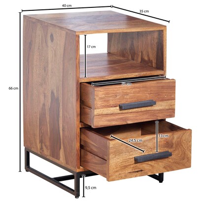Artikelbild 2 für WOHNLING Nachttisch Massivholz sheesham 35,0 x 40,0 x 66,0 cm, Artikelnummer 166779