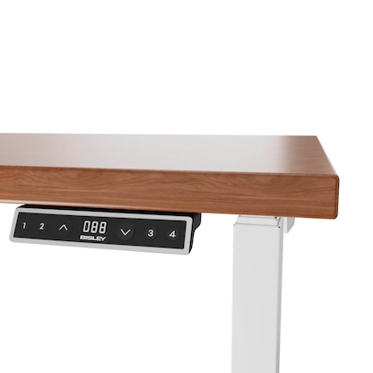 Artikelbild 3 für BISLEY E-WonderTech elektrisch höhenverstellbarer Schreibtisch lincoln walnuss rechteckig, T-Fuß-Gestell weiß 160,0 x 60,0 cm, Artikelnummer 413686