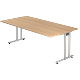 Artikelbild 1 für HAMMERBACHER NS2E Schreibtisch eiche rechteckig, C-Fuß-Gestell silber 200,0 x 100,0 cm, Artikelnummer 863377