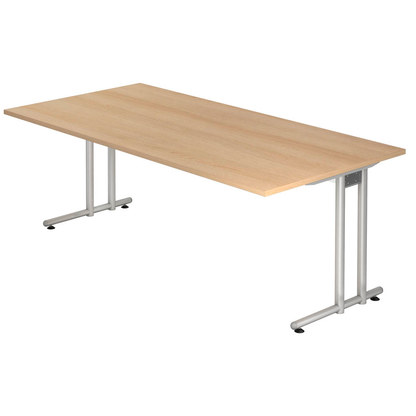 Artikelbild für HAMMERBACHER NS2E Schreibtisch eiche rechteckig, C-Fuß-Gestell silber 200,0 x 100,0 cm, Artikelnummer 863377