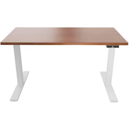 Artikelbild für BISLEY E-WonderTech elektrisch höhenverstellbarer Schreibtisch lincoln walnuss rechteckig, T-Fuß-Gestell weiß 160,0 x 60,0 cm, Artikelnummer 413686