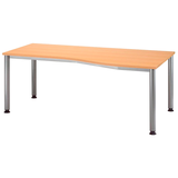 Artikelbild 1 für HAMMERBACHER Orbis höhenverstellbarer Schreibtisch buche Trapezform, 4-Fuß-Gestell silber 180,0 x 80,0/100,0 cm, Artikelnummer 484519