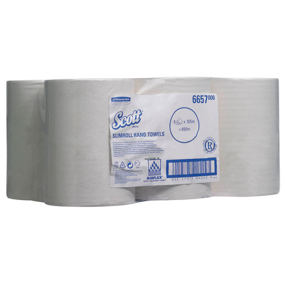 Artikelbild 6 für 6 Scott® Handtuchrollen SLIMROLL® 1-lagig weiß, Artikelnummer 186999