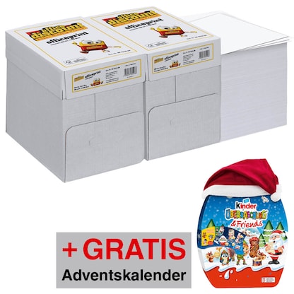 Artikelbild für AKTION: office discount Kopierpapier officeprint universal DIN A4 80 g/qm 3x 2.500 Blatt + GRATIS kinder Überraschung & Friends Adventskalender Schokolade 29 St./ 370,0 g, Artikelnummer 675237