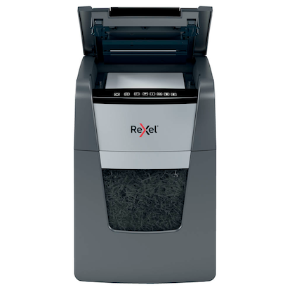 Artikelbild 3 für AKTION: Rexel Optimum AutoFeed+ 90X Aktenvernichter mit Partikelschnitt P-4, 4 x 28 mm, bis 90 Blatt, schwarz mit 25 Euro CashBack, Artikelnummer 429874