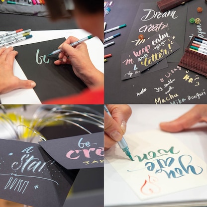 Artikelbild 4 für ONLINE® Calli.Brush Double Metallic Brush-Pens farbsortiert, 5 St., Artikelnummer 598221