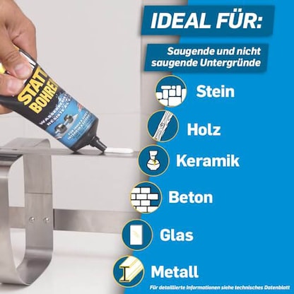 Artikelbild 4 für Pattex Kleben statt Bohren wasserresistent Montagekleber 142,0 g, Artikelnummer 724656