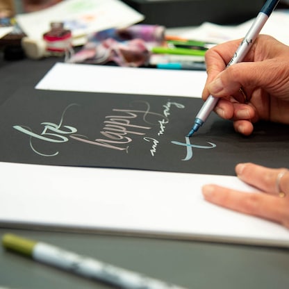 Artikelbild 5 für ONLINE® Calli.Brush Double Metallic Brush-Pens farbsortiert, 5 St., Artikelnummer 598221