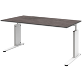 Artikelbild 1 für röhr Imperia höhenverstellbarer Schreibtisch quarzit rechteckig, C-Fuß-Gestell weiß 160,0 x 80,0 cm, Artikelnummer 691016