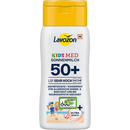 Artikelbild für Lavozon LSF 50+Sehr Hoch Kids Med Sonnenmilch 200 ml, Artikelnummer 323398