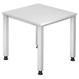Artikelbild 1 für HAMMERBACHER QS08 höhenverstellbarer Schreibtisch weiß quadratisch, 4-Fuß-Gestell silber 80,0 x 80,0 cm, Artikelnummer 868721