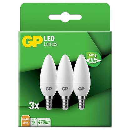 Artikelbild 2 für 3 GP LED-Lampen Mini Candle E14 4,9 W matt, Artikelnummer 515074