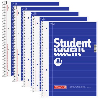 Artikelbild für BRUNNEN Collegeblöcke Student liniert DIN A4 Innenrand, 5 Blöcke, Artikelnummer 838789