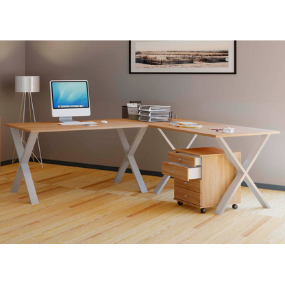 Artikelbild 5 für VCM my office Lona Schreibtisch honig-eiche quadratisch, X-Fuß-Gestell silber 80,0 x 80,0 cm, Artikelnummer 268278