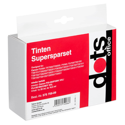 Artikelbild 2 für dots 1x pigmentschwarz, 1x schwarz, 1x cyan, 1x magenta, 1x gelb Druckerpatronen kompatibel zu Canon PGI-580XXL PGBK, CLI 581XXL BK/C/M/Y, Artikelnummer 575759