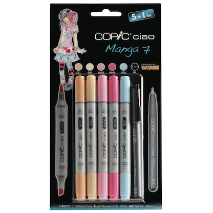 Artikelbild für COPIC® Ciao Manga 7 Layoutmarker-Set farbsortiert 1,0 + 6,0 mm, 6 St., Artikelnummer 717285