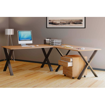 Artikelbild 5 für VCM my office Lona Schreibtisch sonoma-eiche rechteckig, X-Fuß-Gestell schwarz 160,0 x 80,0 cm, Artikelnummer 270289