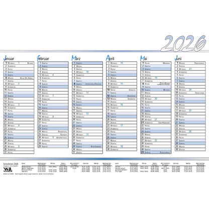 Artikelbild 2 für 10 Tafelkalender Tischkalender ca. A5 2026, Artikelnummer 550428